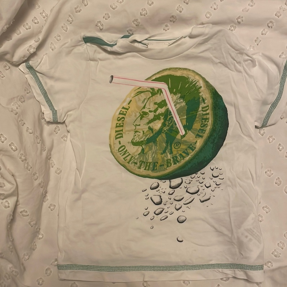Boys Green and White Diesel Tee - Size 24 mths